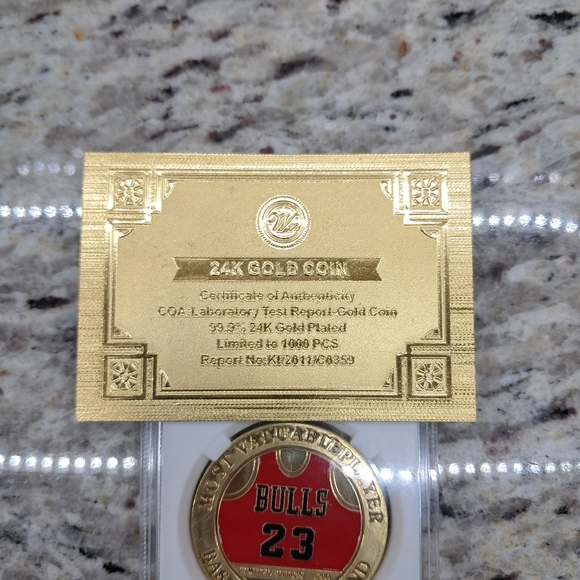 Michael Jordan Limited Edition Gold plated Coin. With Authentication Card - Picture 2 of 4